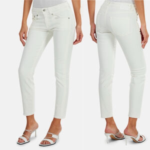 R13 Boy Skinny Mid Rise Jeans in White Riot - 24
